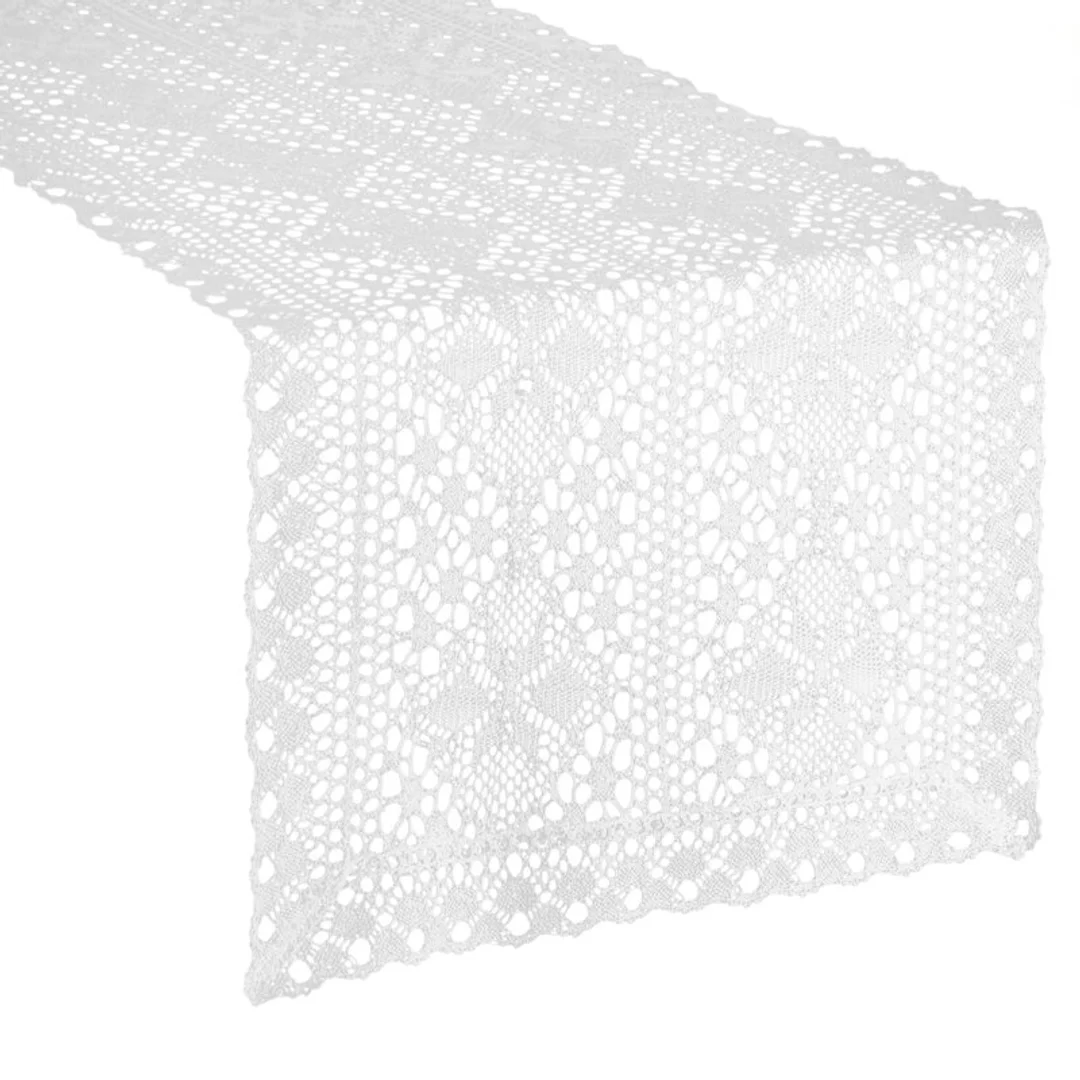 Obrus bieżnik 40x140 Mary biały ażurowy Eurofirany