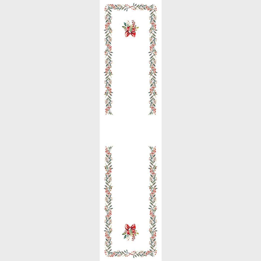 Obrus bieżnik świąteczny 38x160 Nina 001 biały jarzębina