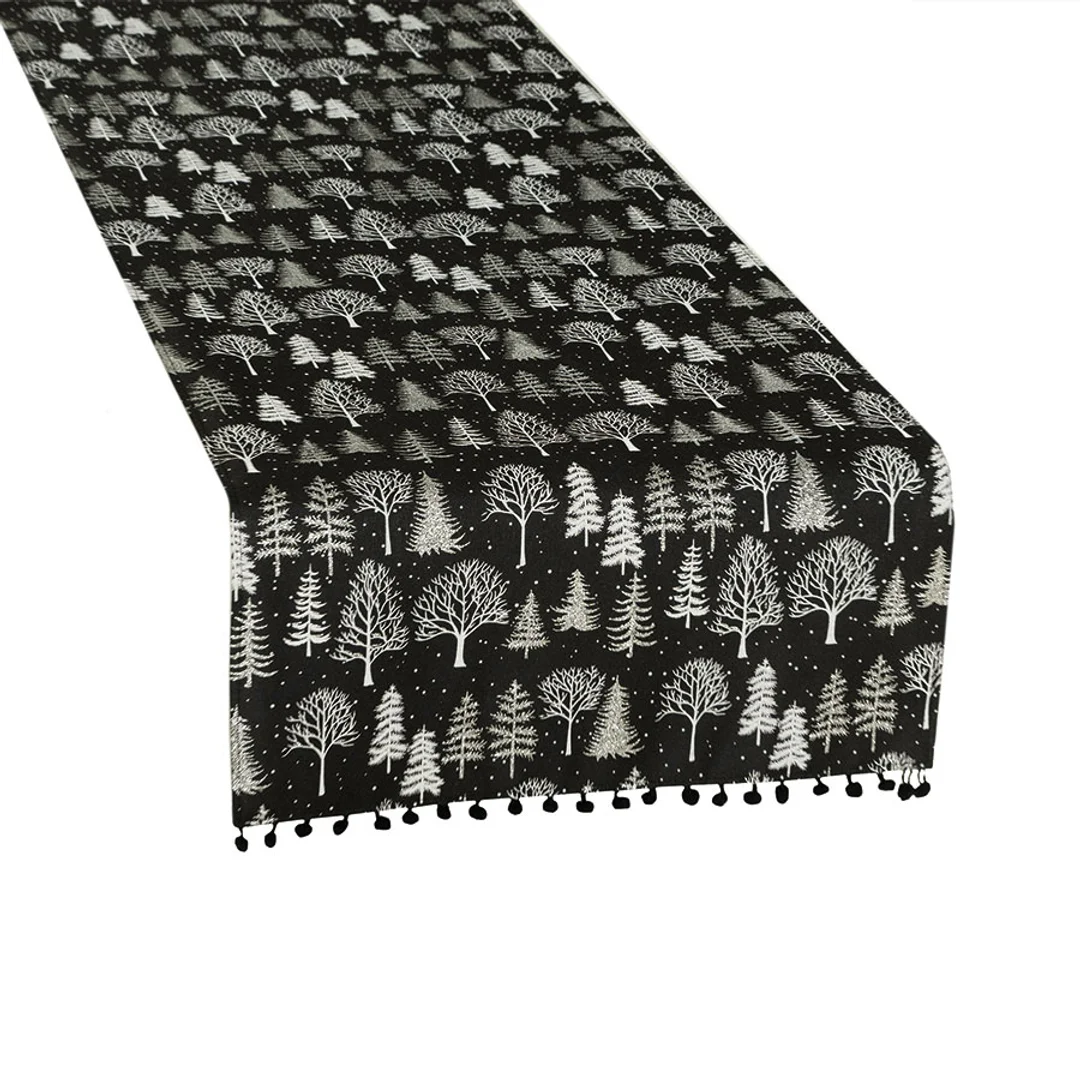Obrus bieżnik świąteczny 40x140 010 czarny Zimowa Magia