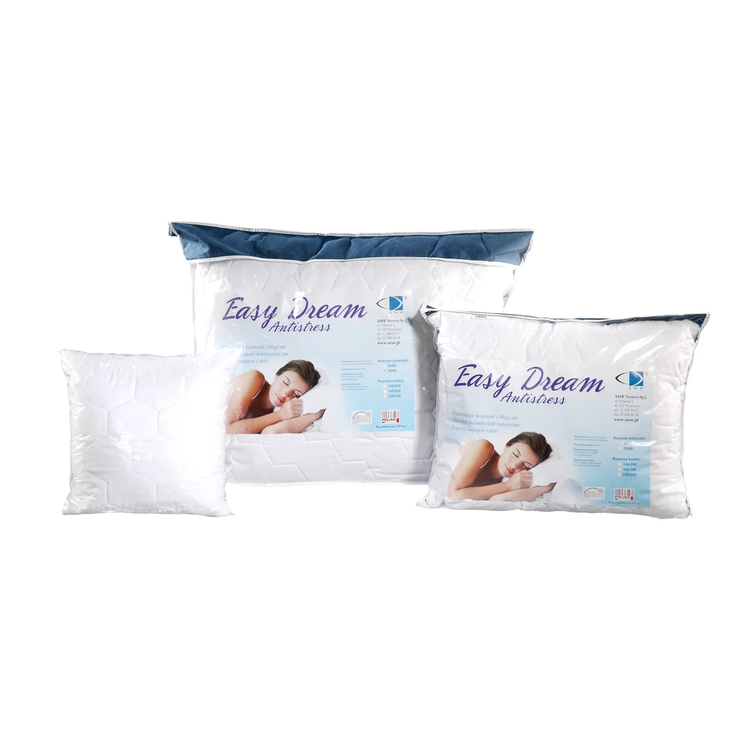 Poduszka antyalergicza 40x40 Easy Dream Antystres 0,25 kg biała z włóknem węglowym AMW