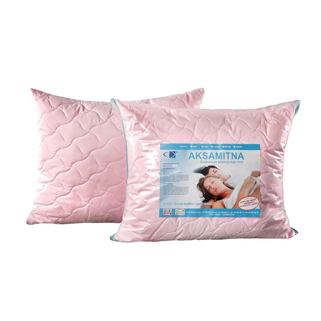 Poduszka antyalergiczna 40x40 Aksamitna różowa 100% microfibra AMW
