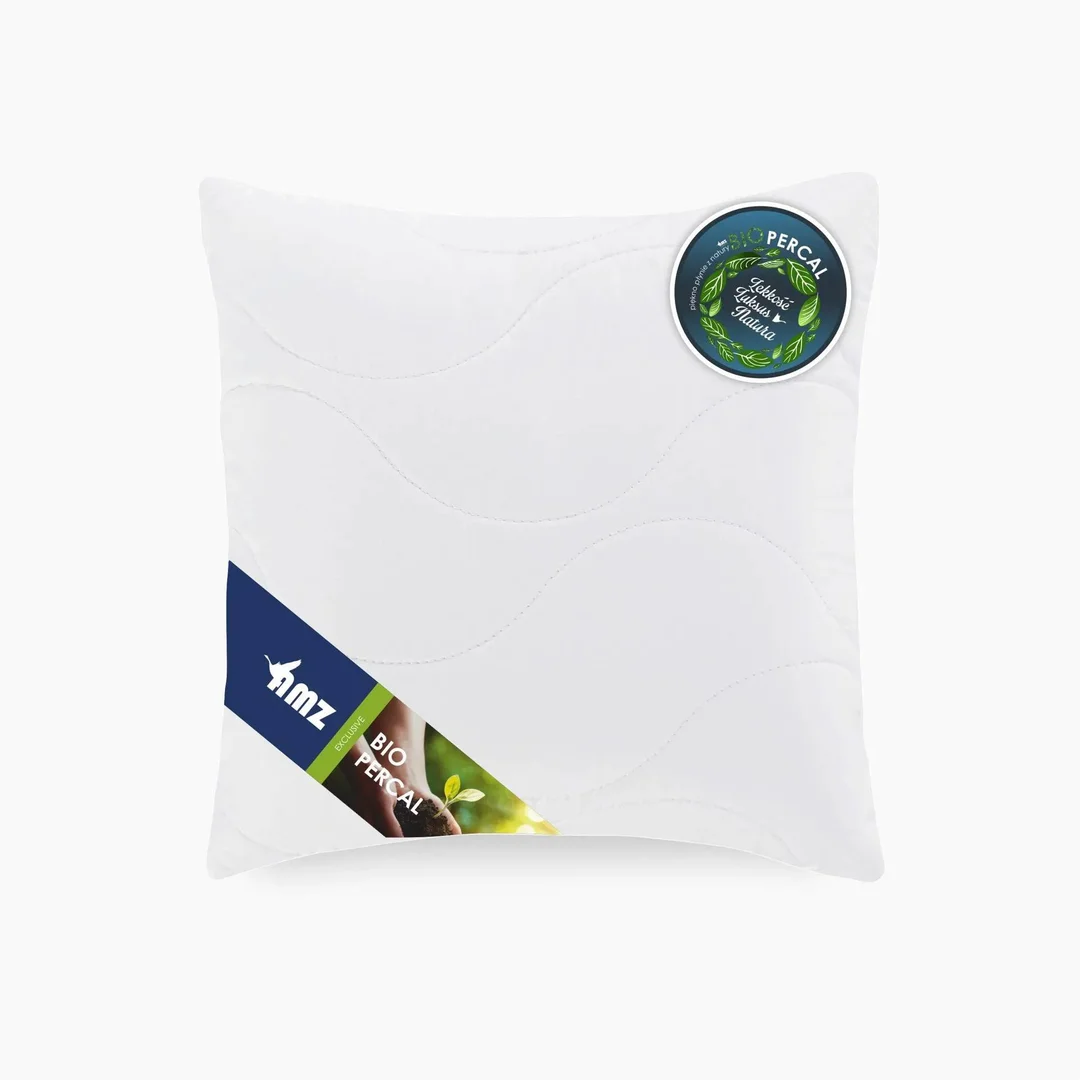 Poduszka antyalergiczna 40x40 BioPercal 250g biała termo delikatny perkal 100% bio bawełna AMZ