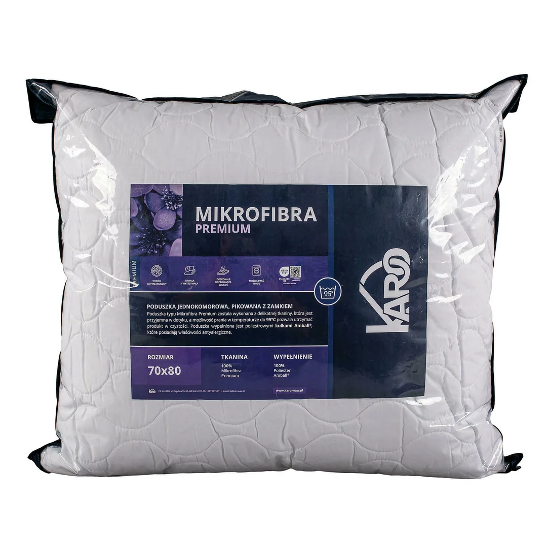 Poduszka antyalergiczna 70x80 Microfibra Premium Karo z zamkiem 1100g