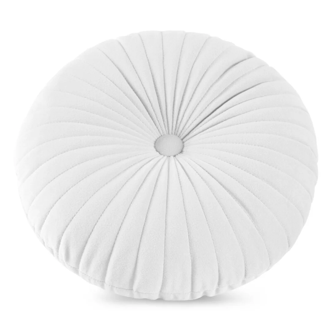 Poduszka dekoracyjna 40 cm Velvet 68 biała welurowa okrągła Eurofirany