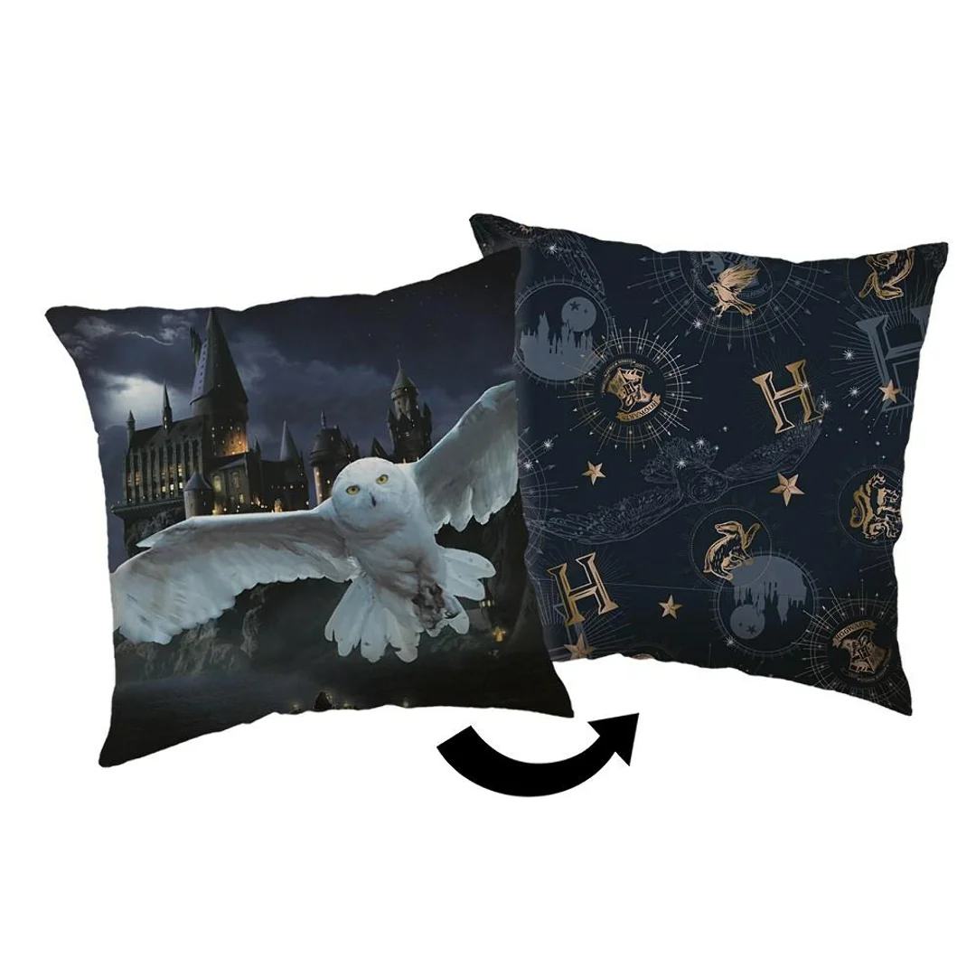 Poduszka dekoracyjna 40x40 Harry Potter Hogwarts grafitowa JF24