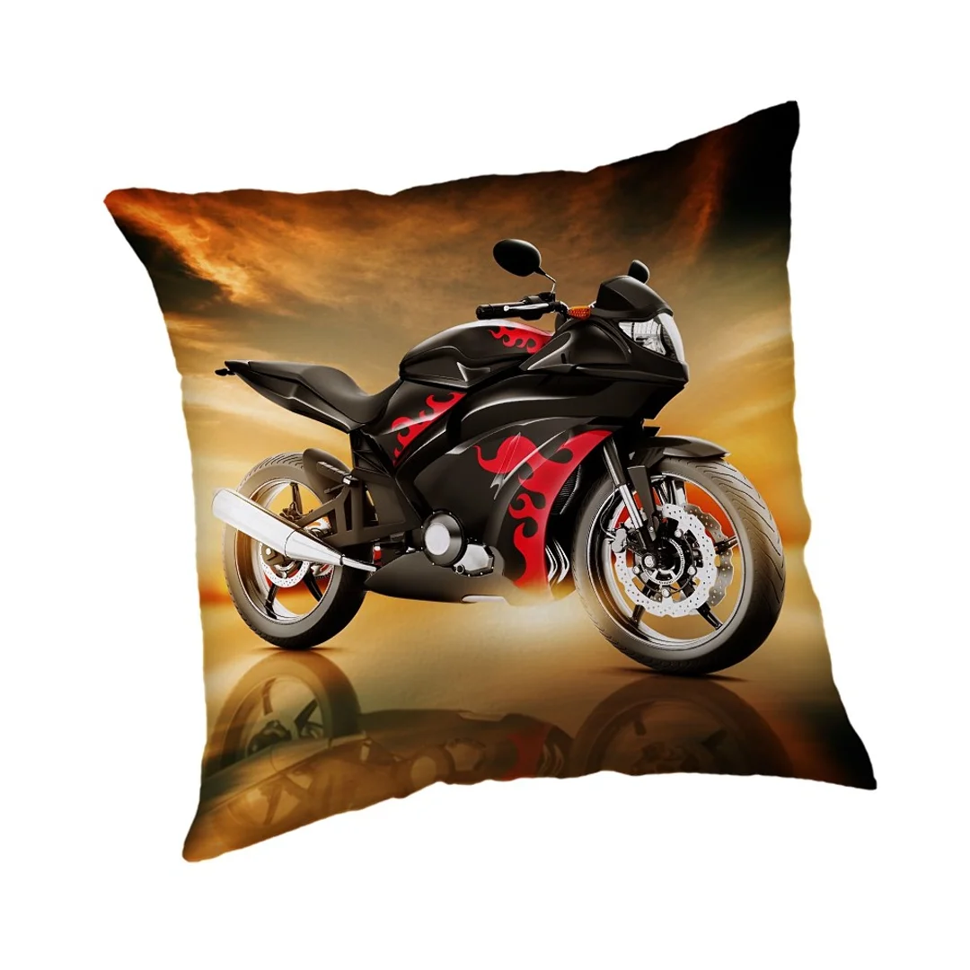 Poduszka dekoracyjna 40x40 Motor 9756 Motorbike czarny czerwony motocykl red black młodzieżowa na prezent