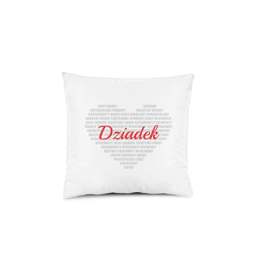 Poduszka dla Dziadka 40x40 biała serce napisy antyalergiczna 260g