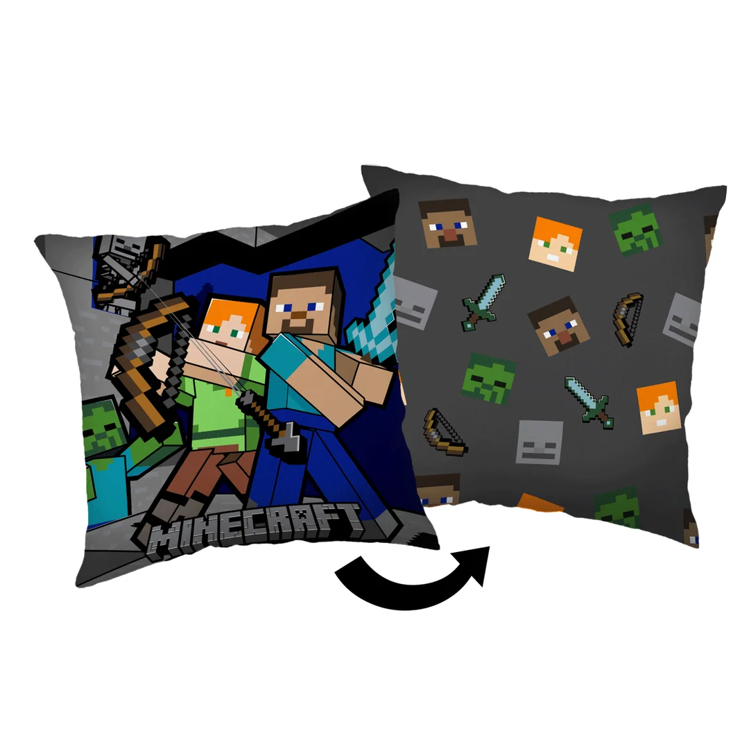 Poduszka Minecraft Tryb przetrwania 02 40x40 grafitowa JF24