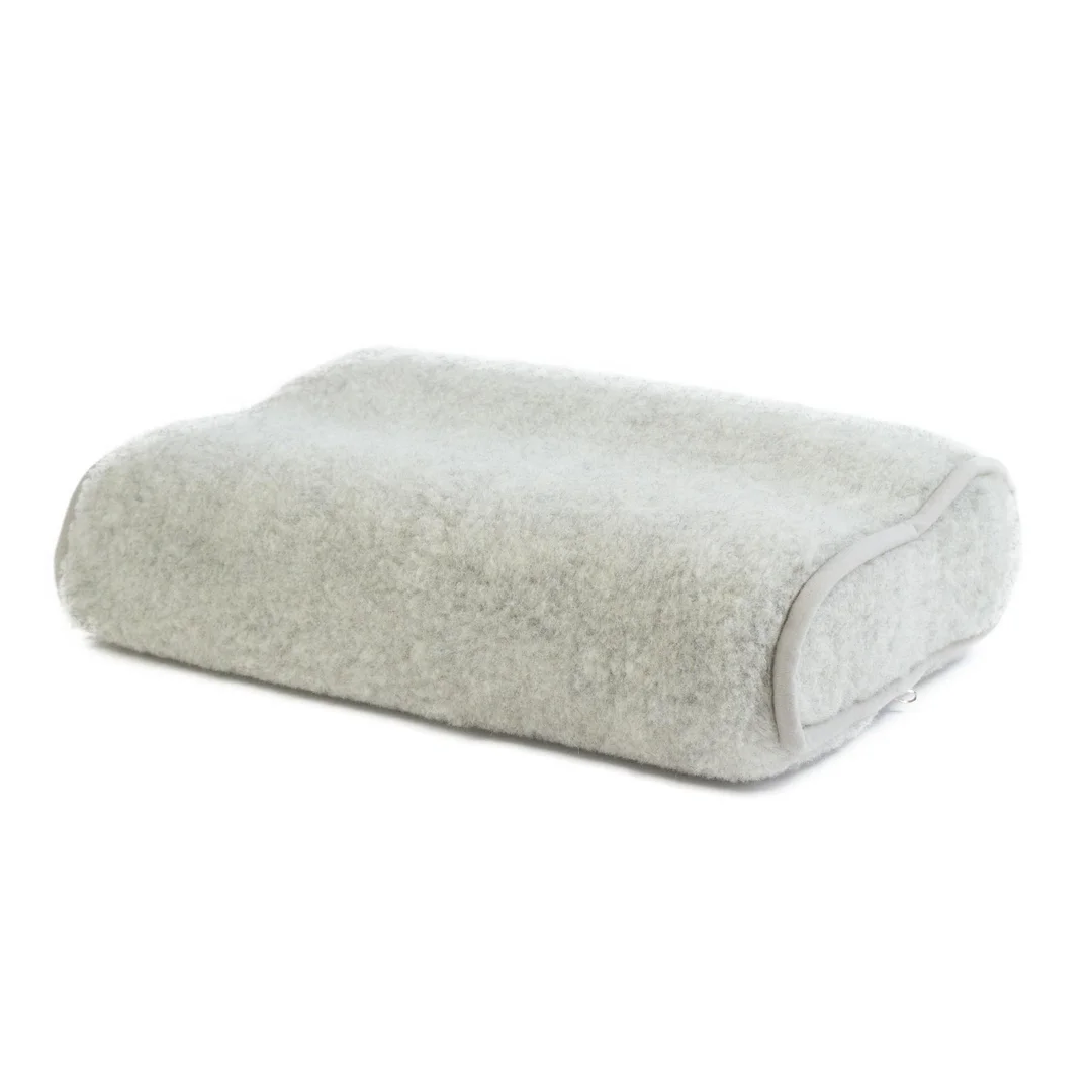Poduszka ortopedyczna profilowana VISCO 30x50 cm – pokrowiec z wełny merynosa w kolorze szarym