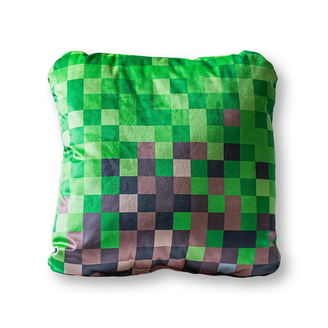 Poduszka przytulanka Kształtka 40x30 020 Pixele zielona brązowa