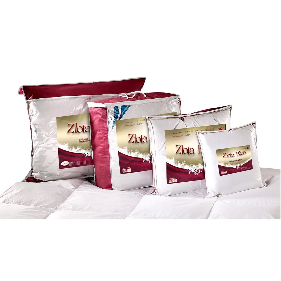 Poduszka puchowa 70x80 Złota Biza 1000g biała naturalny wsad 100% bawełna Inlet AMW