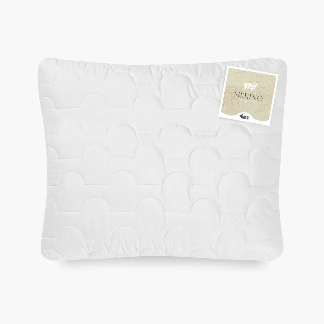 Poduszka wełniana 70x80 biała pikowna bez zamka 1100 g Merino