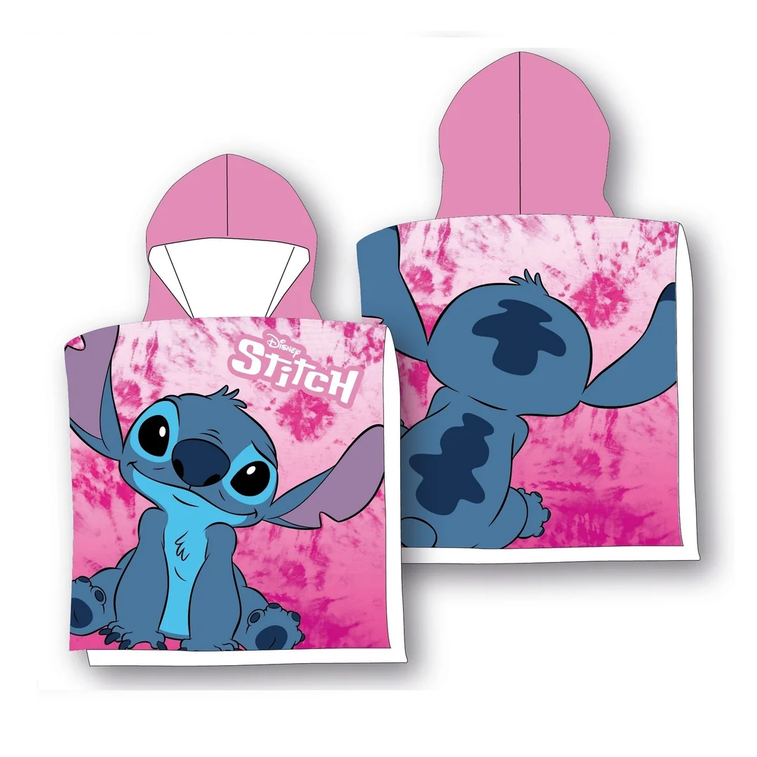Poncho dla dzieci 50x100 LILO&STITCH różowy ręcznik z kapturem mikrofibra Faro