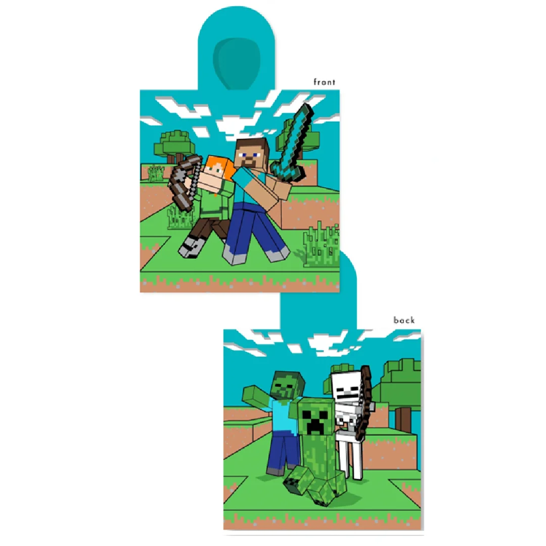 Poncho dla dzieci 50x110 Minecraft ręcznik z kapturem dziecięcy