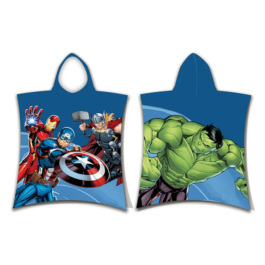 Poncho dla dzieci 50x115 Avengers 2626 granatowe ręcznik z kapturem