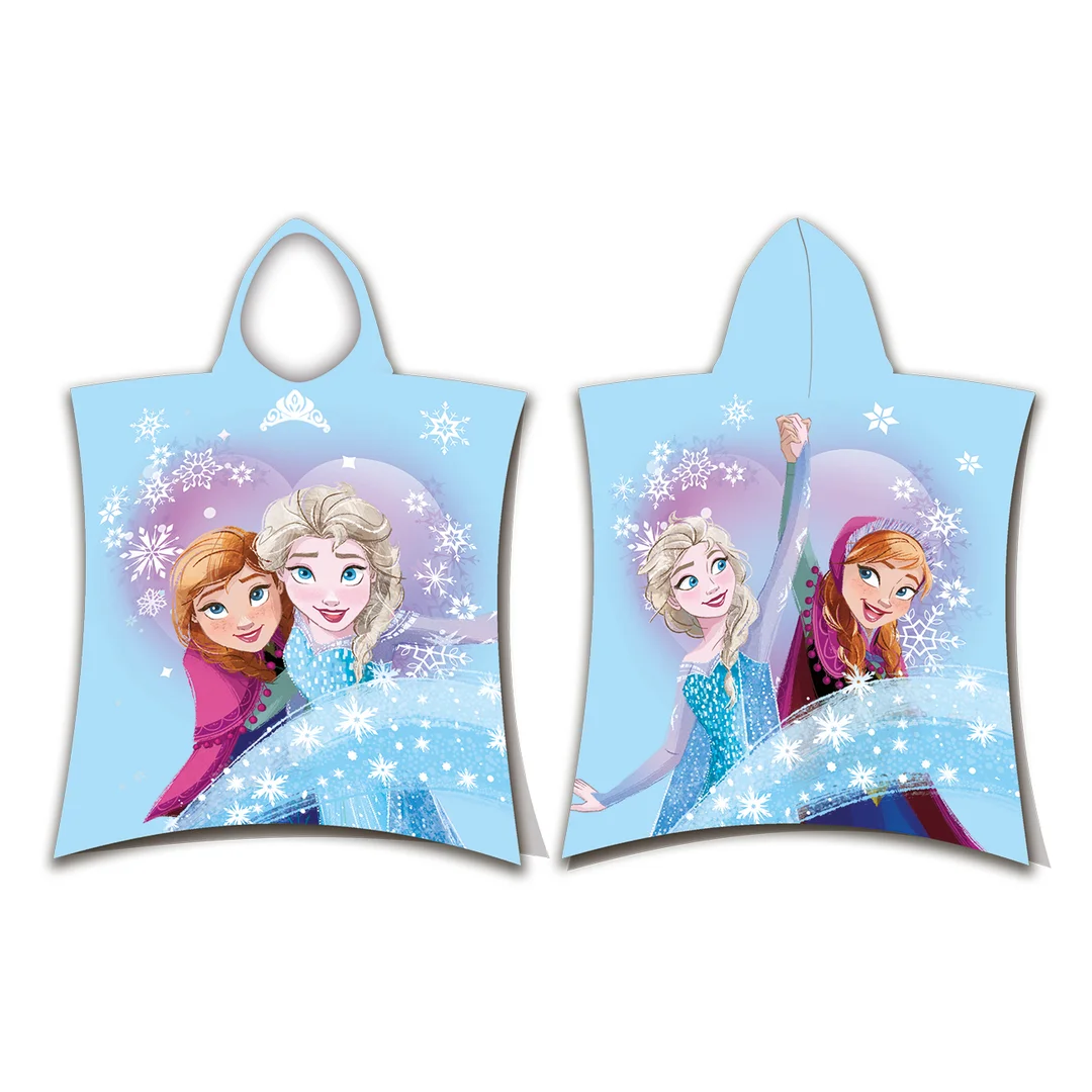 Poncho dla dzieci 50x115 Frozen Winter Fun niebieskie ręcznik z kapturem dziecięcy Jf24
