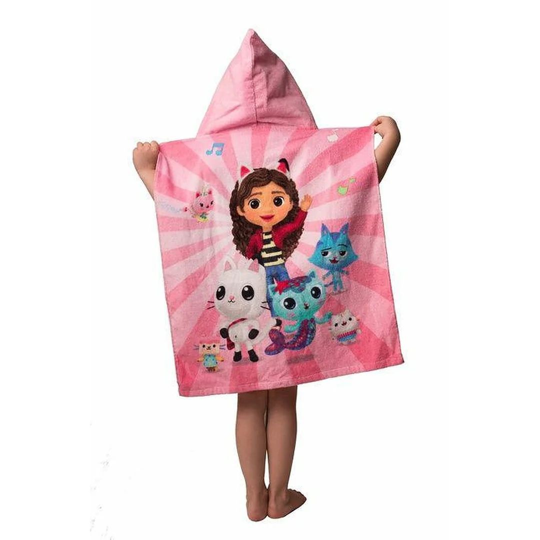 Poncho dla dzieci 50x115 Koci domek Gabi różowe Gabby`s Dollhouse ręcznik z kapturem dziecięcy