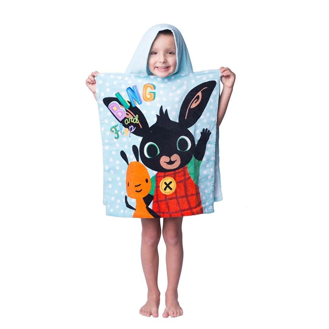 Poncho dla dzieci 50x115 Królik Bing 6533 ręcznik z kapturem niebieski króliczek dziecięce