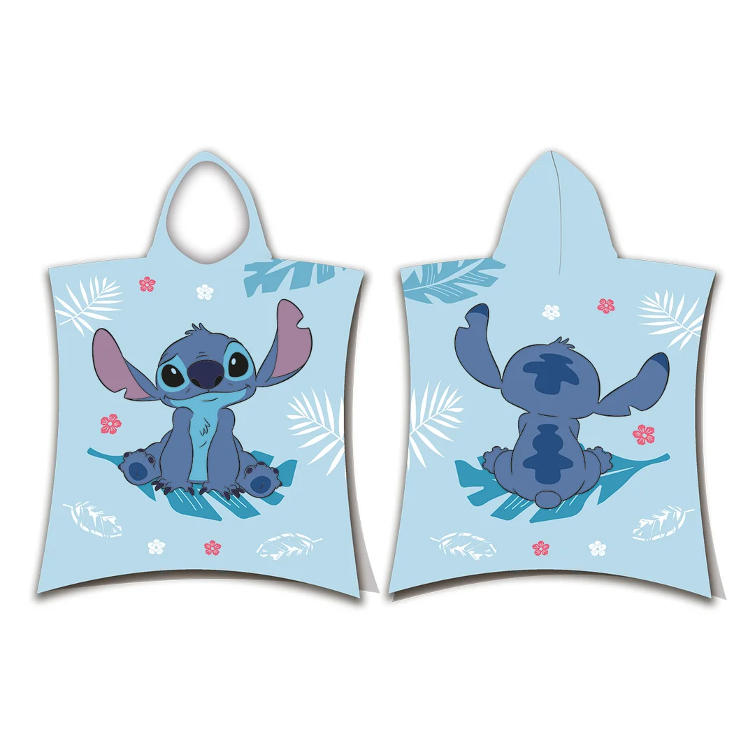 Poncho dla dzieci 50x115 Lilo and Stitch niebieskie ręcznik z kapturem dziecięcy Jf24