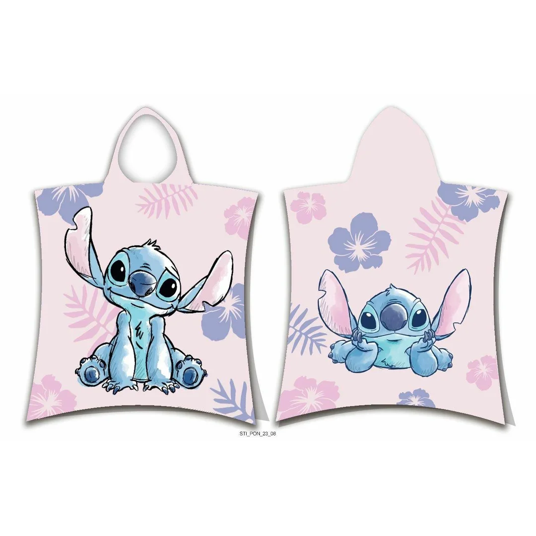 Poncho dla dzieci 50x115 Lilo and Stitch różowy ręcznik z kapturem dziecięcy Jf24