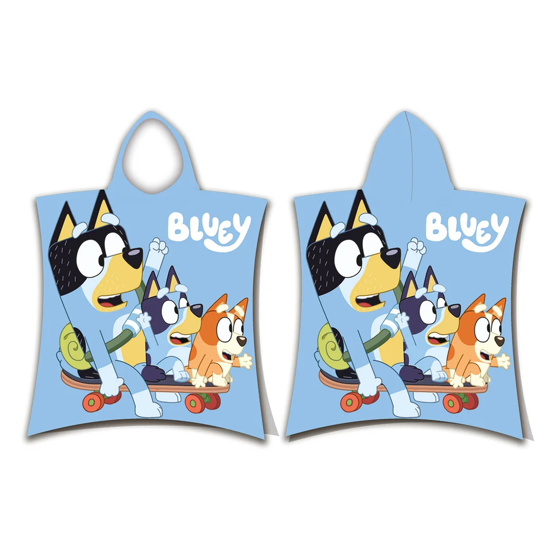 Poncho dla dzieci 55x115 Bluey Skate niebieskie ręcznik z kapturem dziecięcy JF24