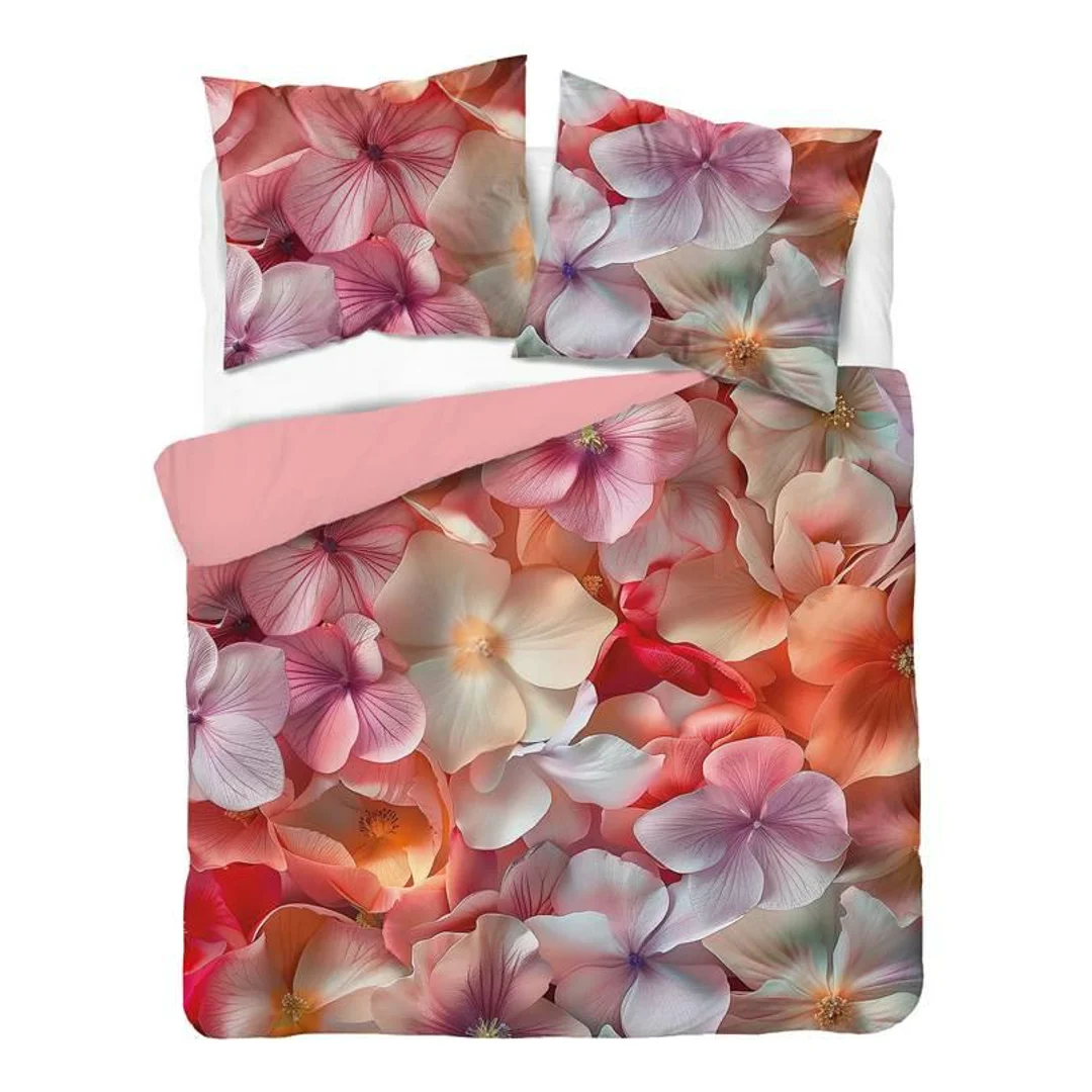 Pościel 3D z mikrofibry z kwiatami hortensji w pastelowych odcieniach – 220x200 cm – Visuale 3D – wzór 5312 A