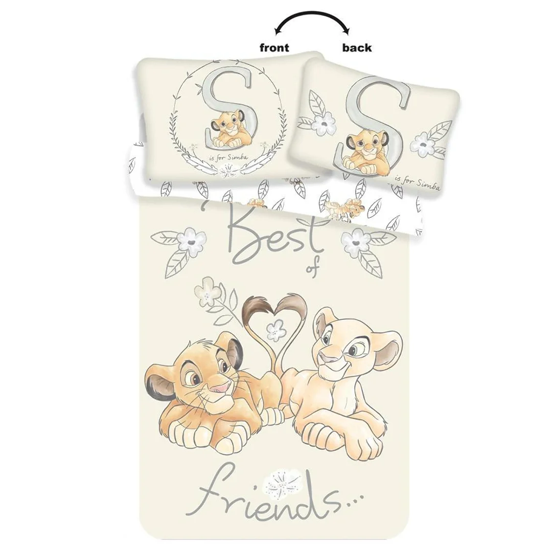 Pościel bawełniana 100x135 Król Lew Simba Nala przyjaciele Lion King best friends kwiatki 4751 dziecięca do łóżeczka