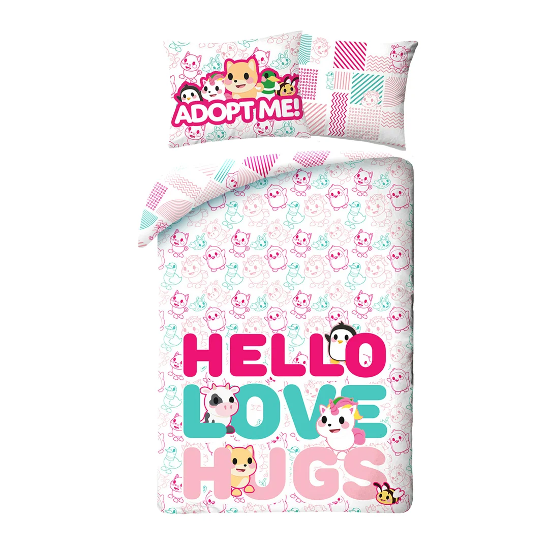 Pościel bawełniana 140x200 Adopt me różowa pieski poszewka 70x90 Kids 12 Halantex