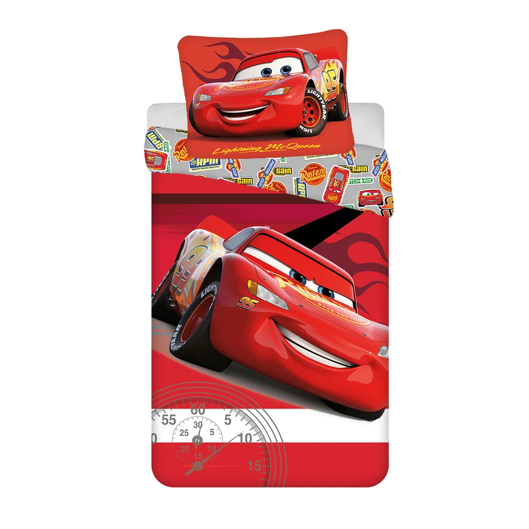 Pościel bawełniana 140x200 Auta Cars Legenda czerwona poszewka 70x90 JF24
