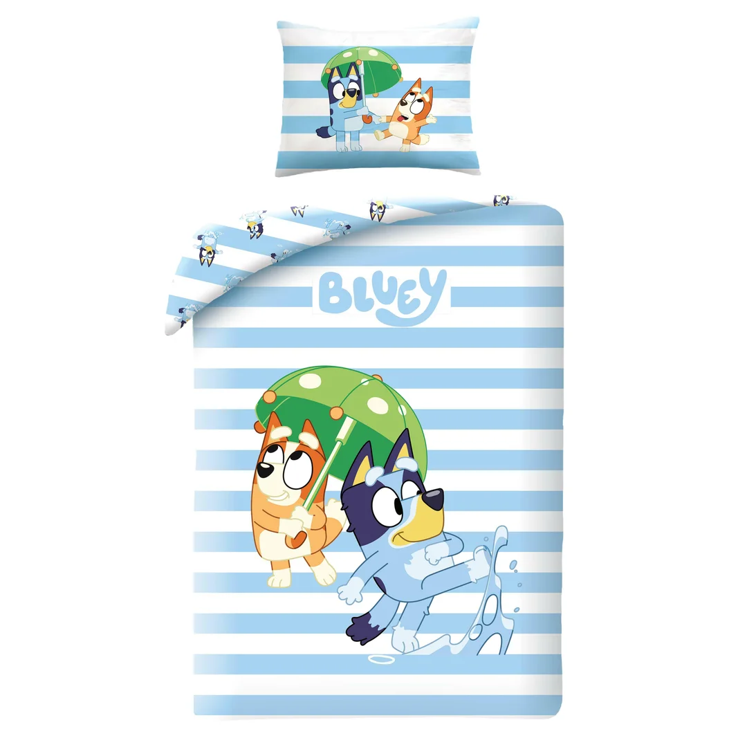 Pościel bawełniana 140x200 Bluey niebieska poszewka 70x90 Kids 12 Halantex