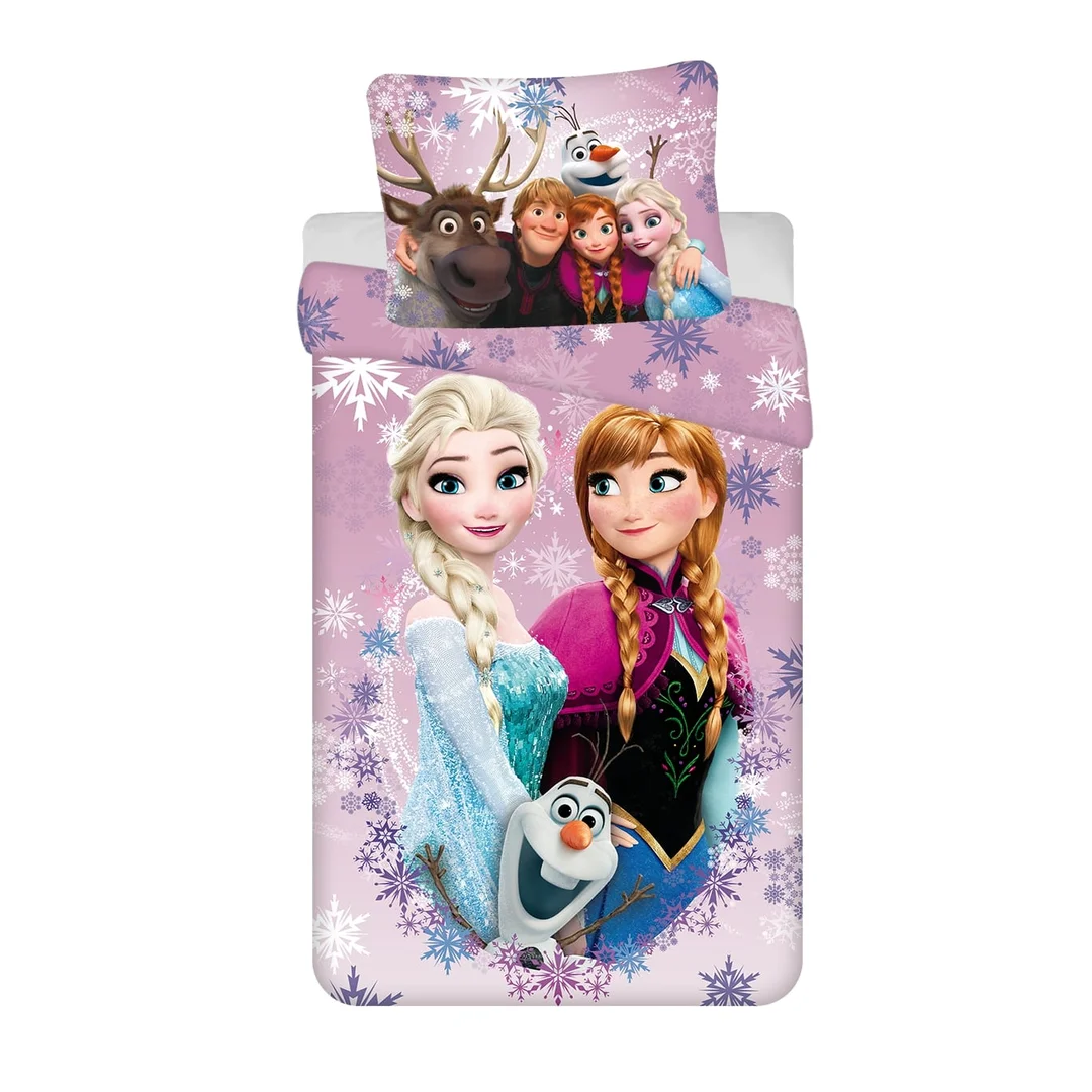 Pościel bawełniana 140x200 Frozen fioletowa poszewka 70x90 Kids25