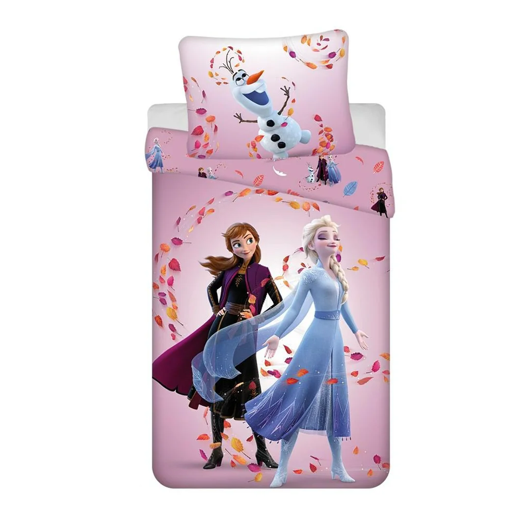 Pościel bawełniana 140x200 Frozen Kraina Lodu różowa Magiczny czas poszewka 70x90 JF24