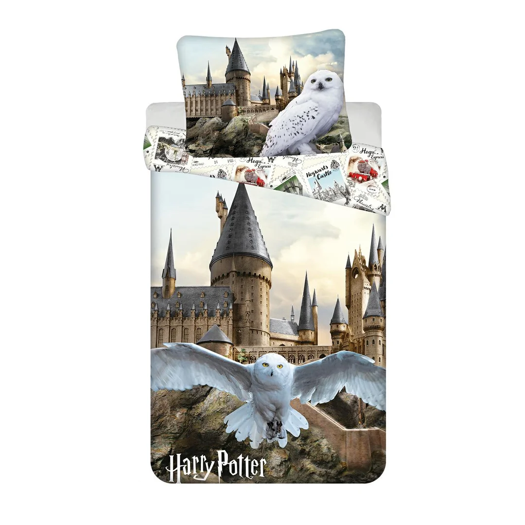 Pościel bawełniana 140x200 Harry Potter Hedwiga kolorowa poszewka 70x90 JF24