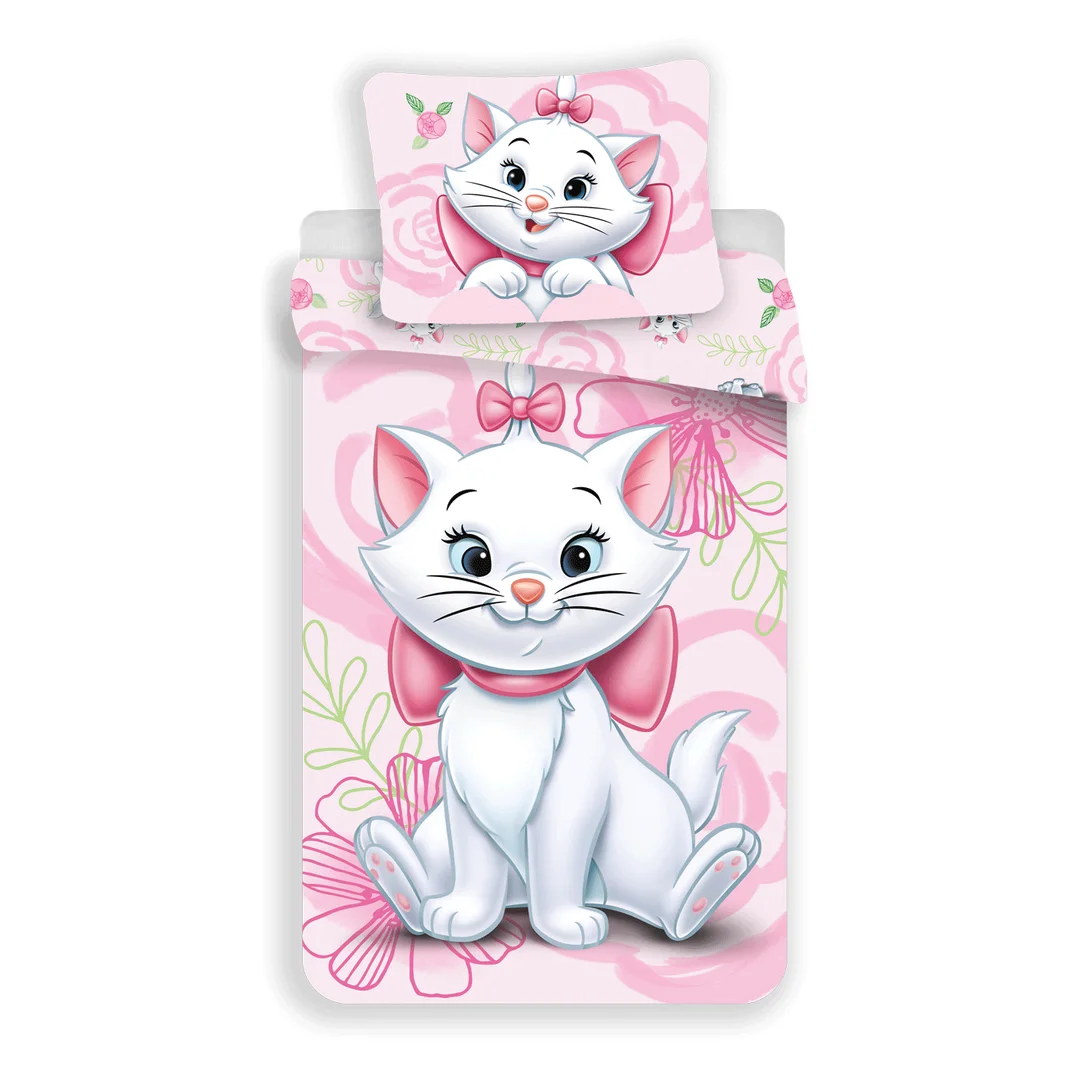 Pościel bawełniana 140x200 Kot Marie Cat różowa pszewka 70x90 JF24