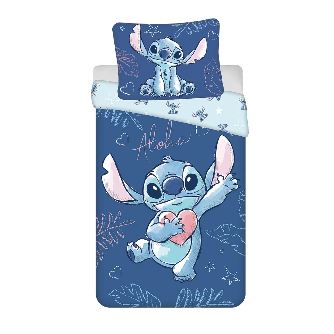 Pościel bawełniana 140x200 Lilo and Stitch Aloha chabrowa poszewka 70x90 JF24