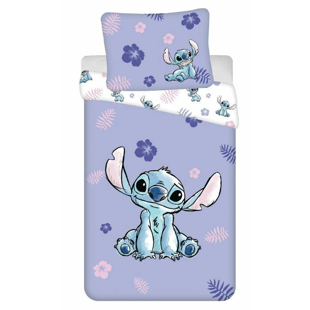 Pościel bawełniana 140x200 Lilo i Stitch fioletowa poszewka 70x90 JF 02