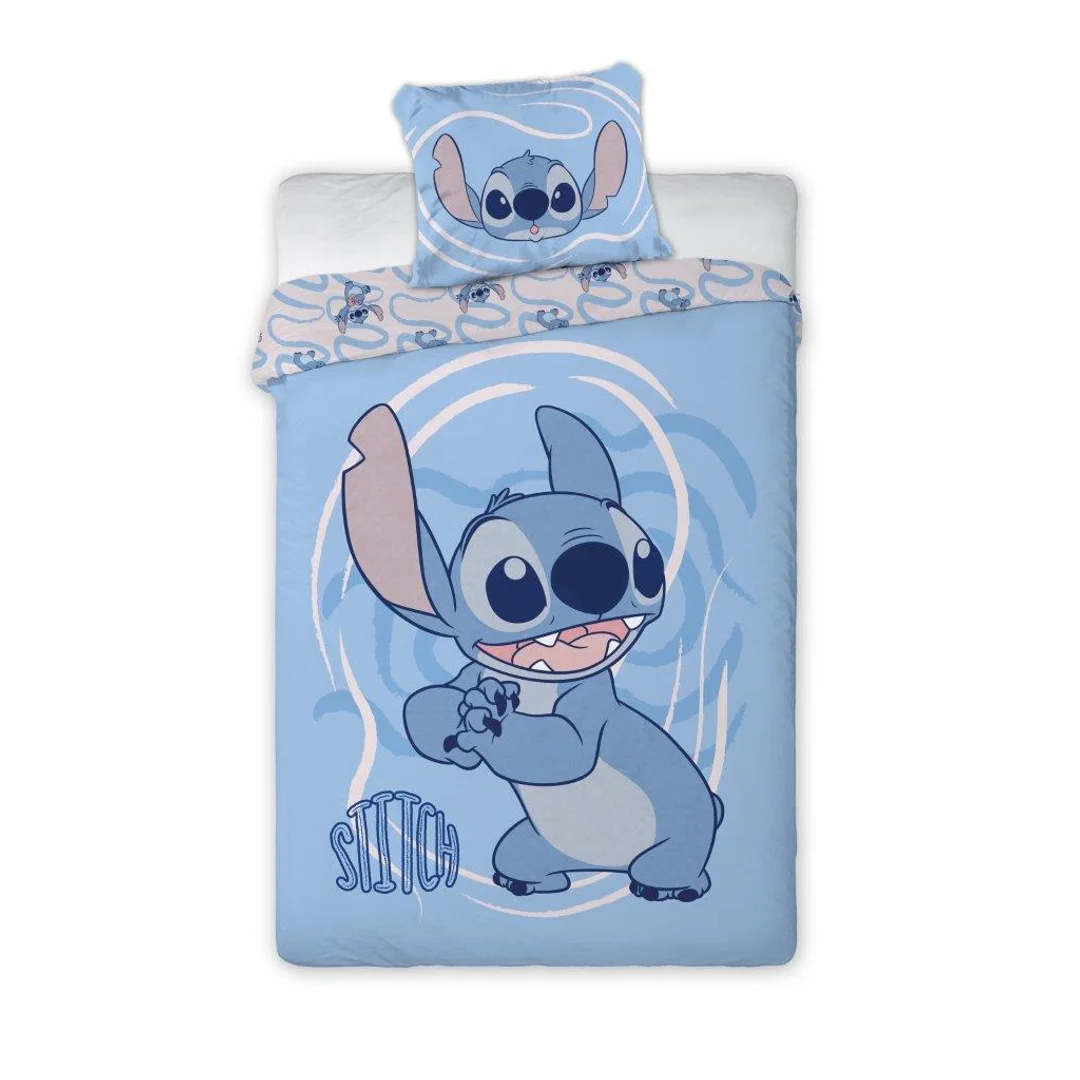 Pościel bawełniana 140x200 Lilo i Stitch niebieska 002 poszewka 70x90 Faro