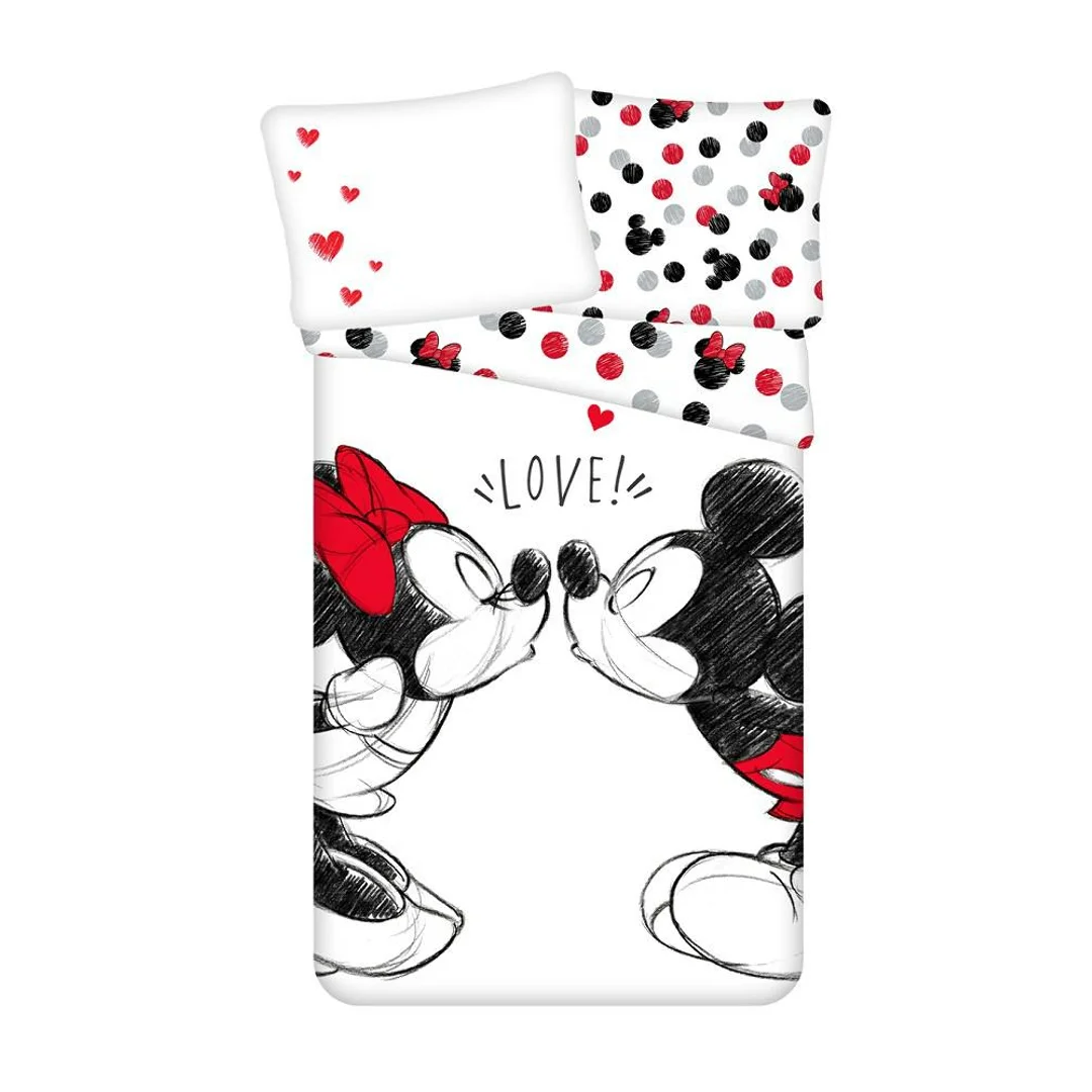 Pościel bawełniana 140x200 Miki i Mini Love 04 poszewka 70x90
