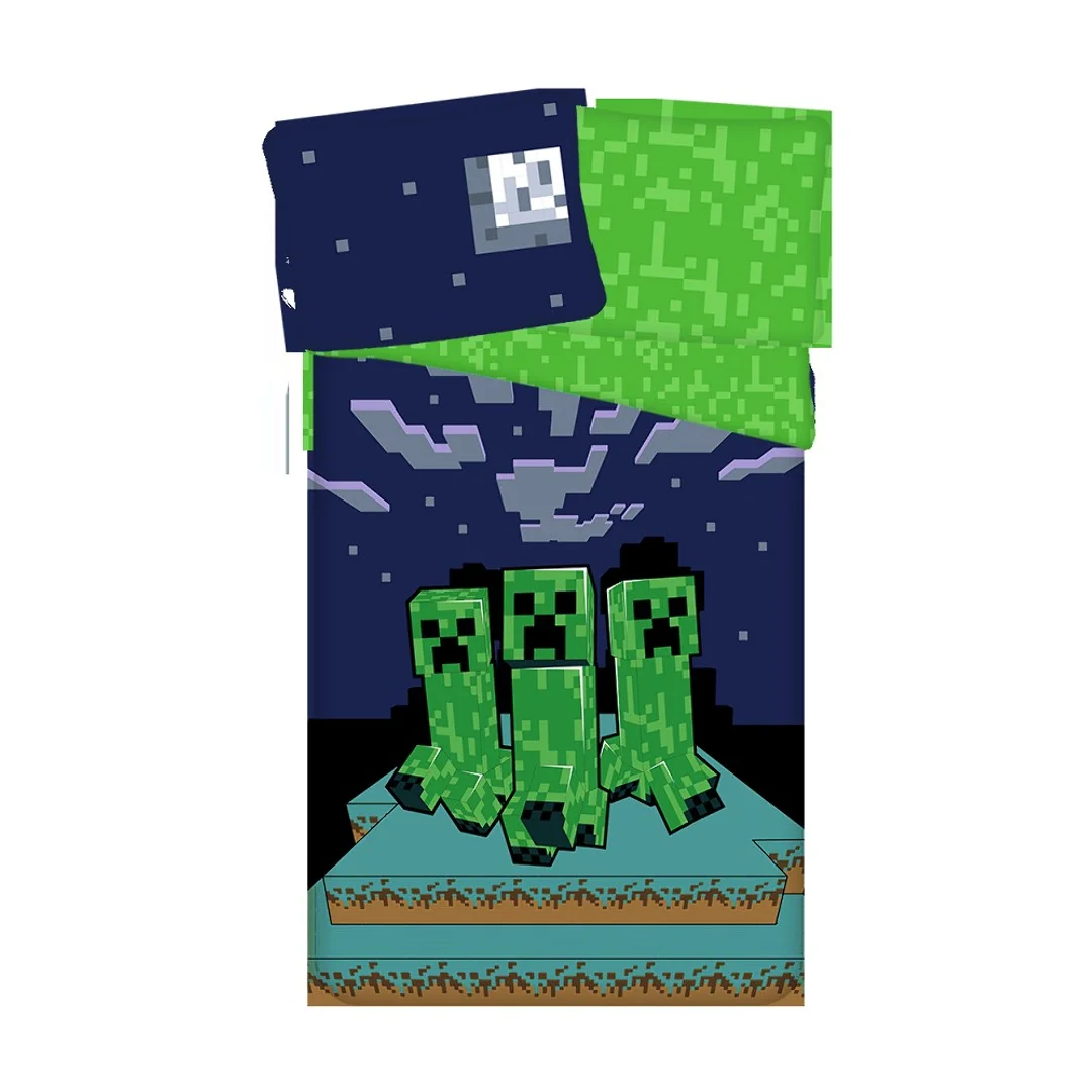 Pościel bawełniana 140x200 Minecraft 1216 Sssleep Tight poszewka 70x90 JF 02