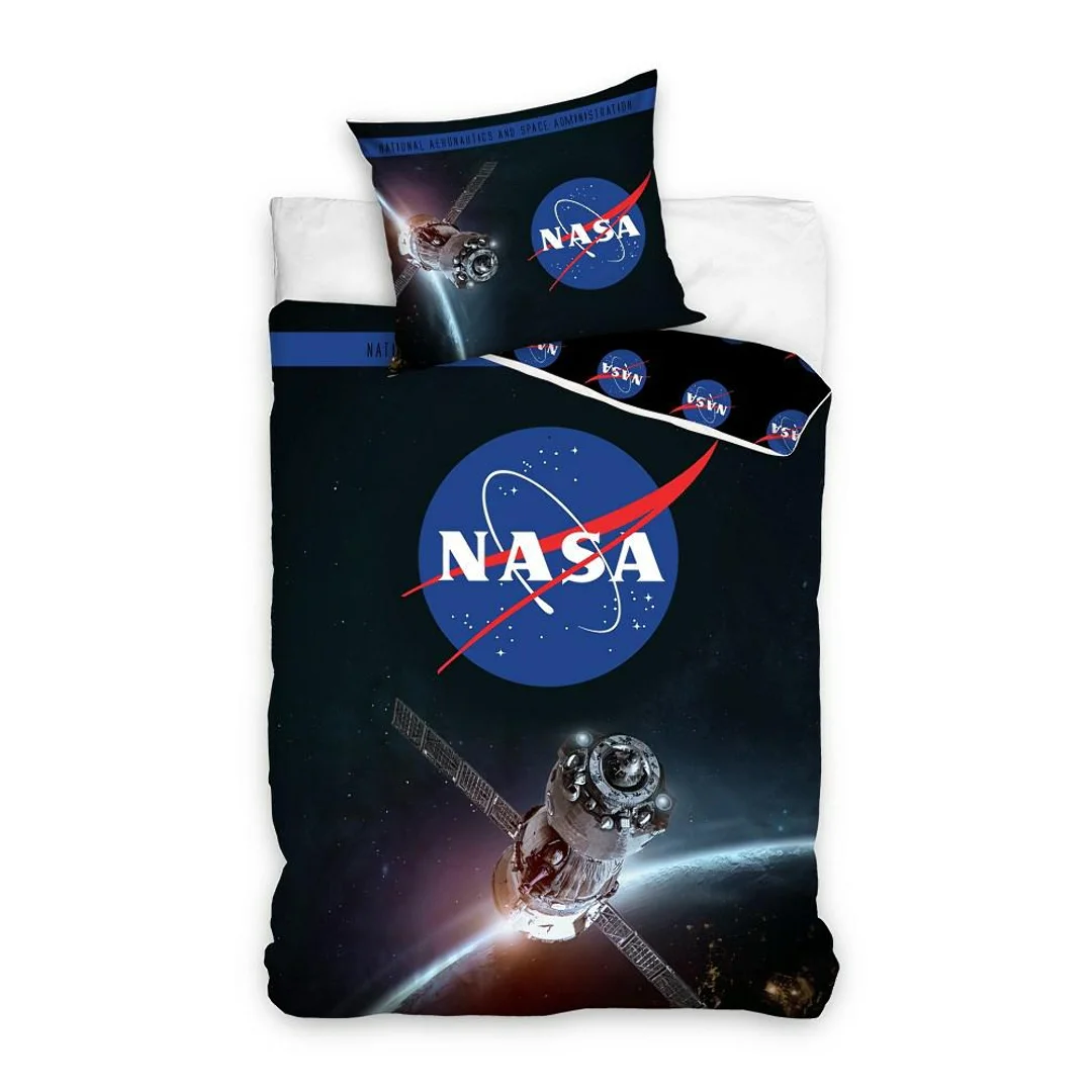 Pościel bawełniana 140x200 Nasa czarna kosmos kosmonauta poszewka 70x90 C24