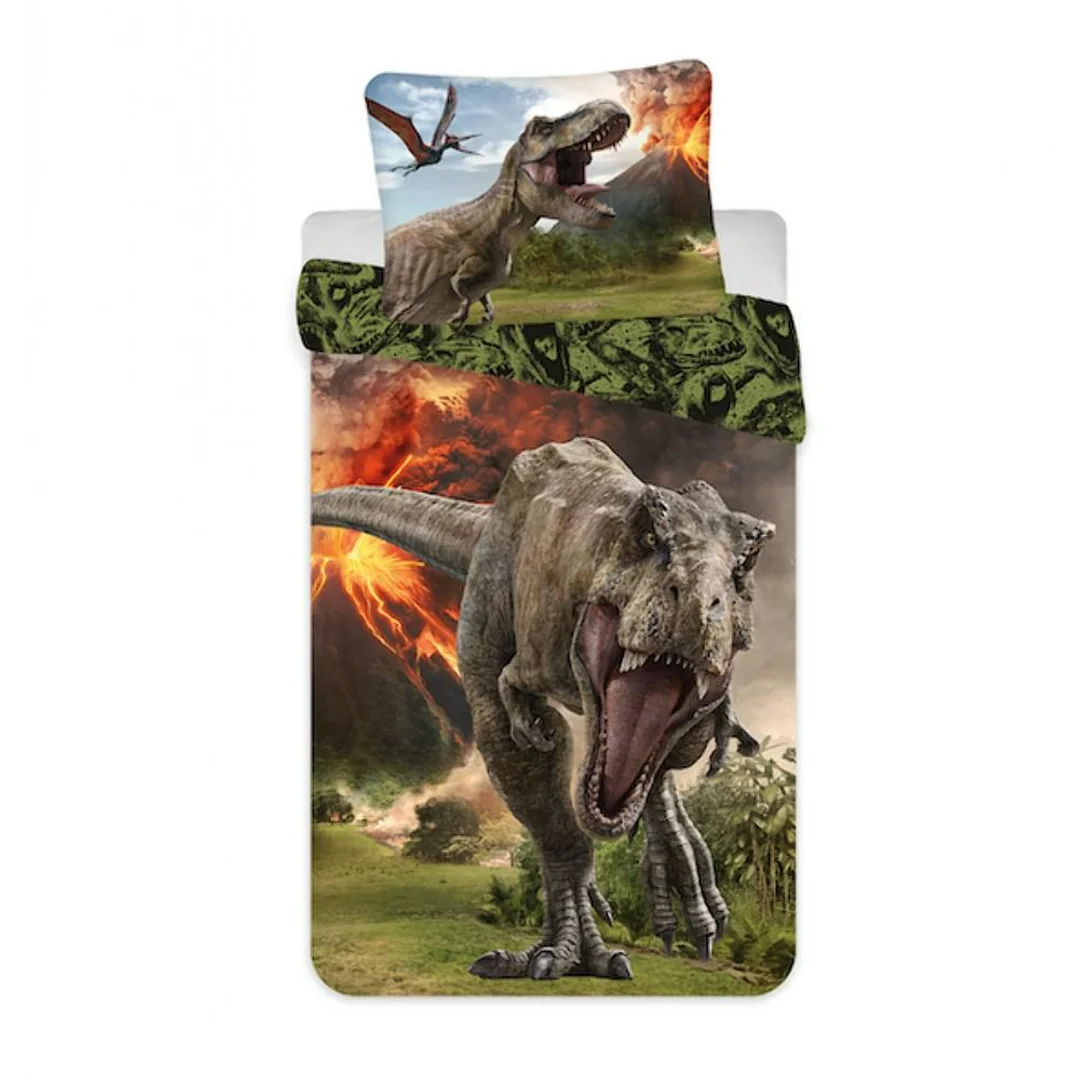 Pościel bawełniana 140x200 Park Jurajski dinozaur wulkan 6762 Jurassic Park poszewka 70x90