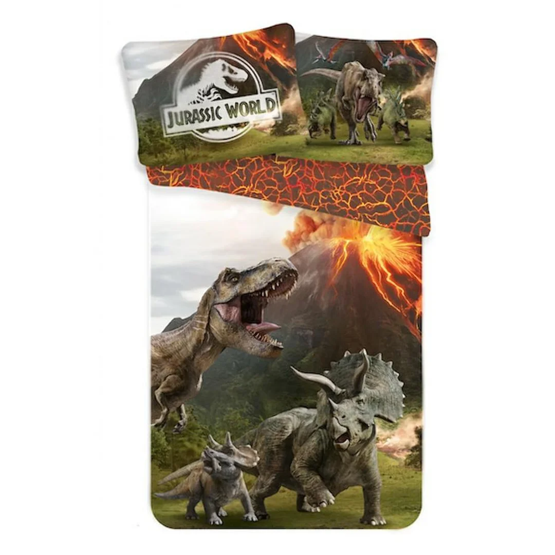 Pościel bawełniana 140x200 Park Jurajski dinozaury wulkan 5994 Jurassic Park