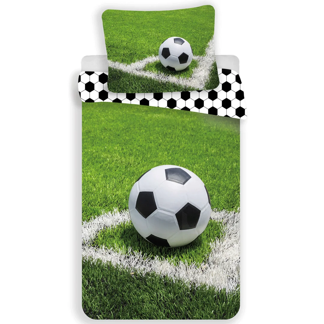 Pościel bawełniana 140x200 Piłka nożna boisko Football zielona ball 4317 młodzieżowa piłkarska kibica