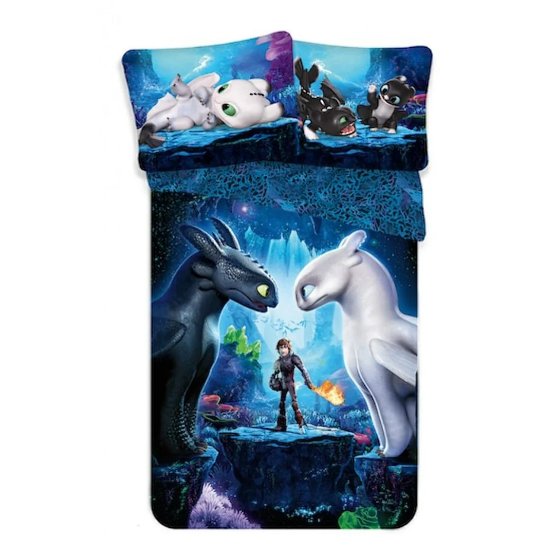 Pościel bawełniana 140x200 Smok Jak uwolnić Smoka Dragons 6007
