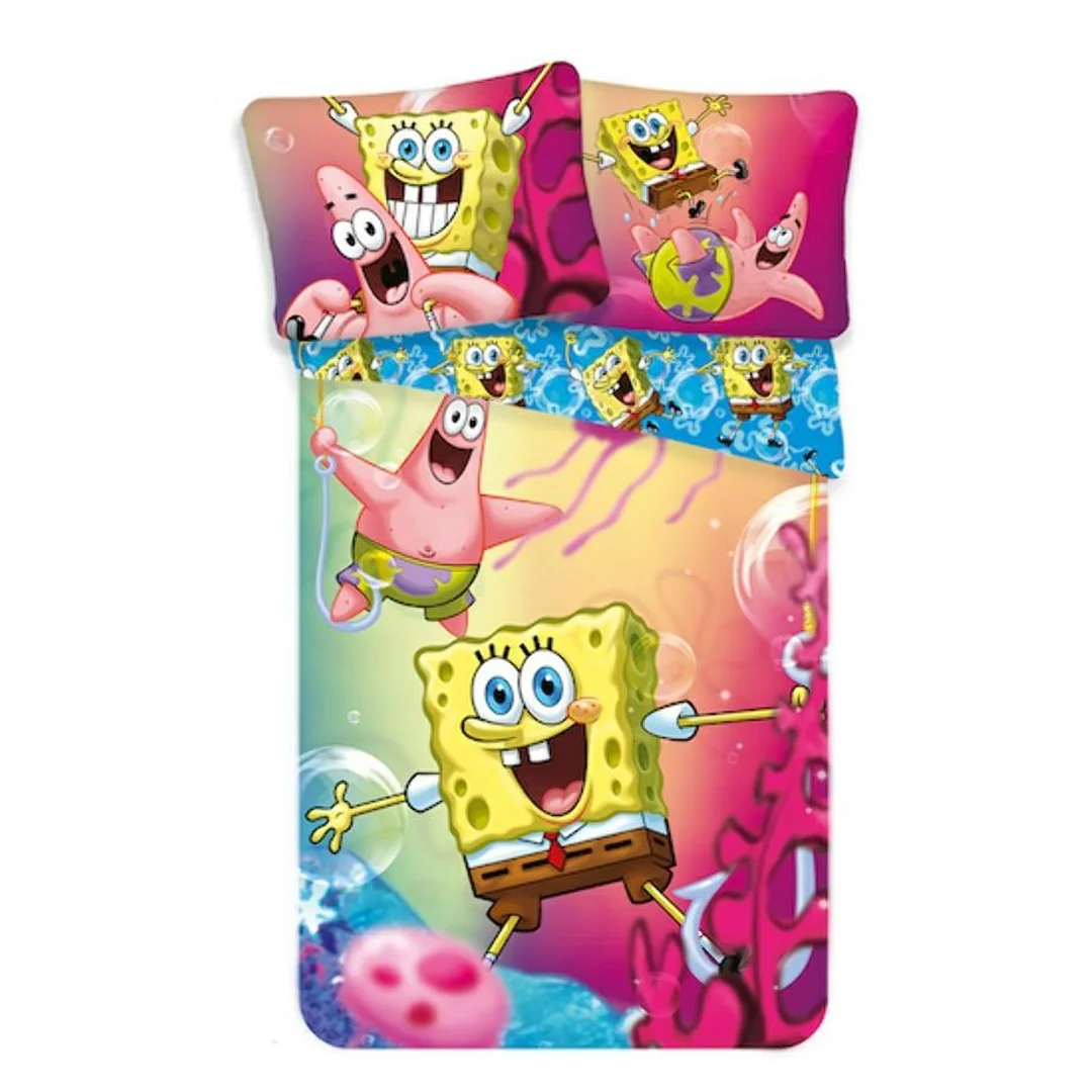 Pościel bawełniana 140x200 Sponge Bob Kanciastoporty 0920 Patryk Rozgwiazda gąbka SpongeBob