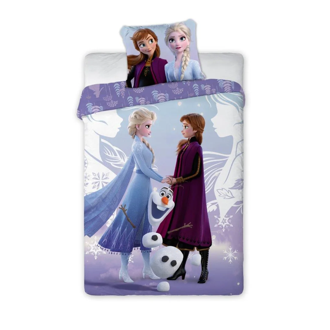 Pościel bawełniana 160x200 Frozen Kraina Lodu fioletowa 002W poszewka 70x60