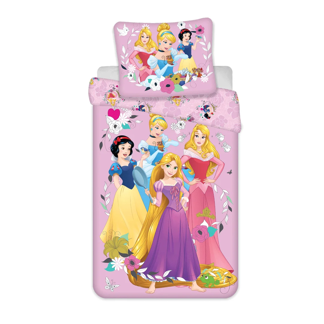 Pościel bawełniana 160x200 Ksieżniczki Princess różowa JF24