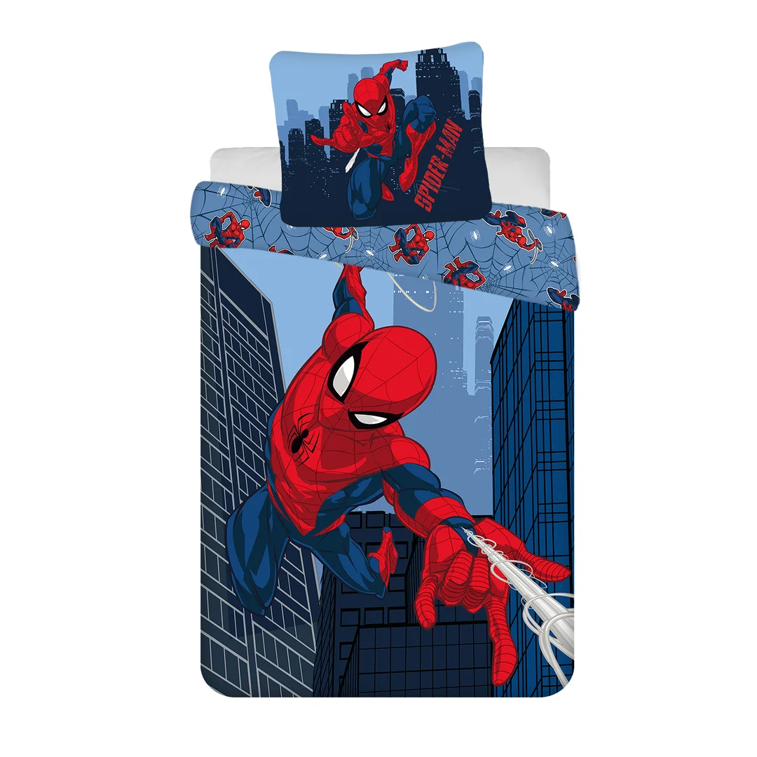 Pościel bawełniana 160x200 Spider-Man Blue 08 niebieska poszewka 70x80 August 23