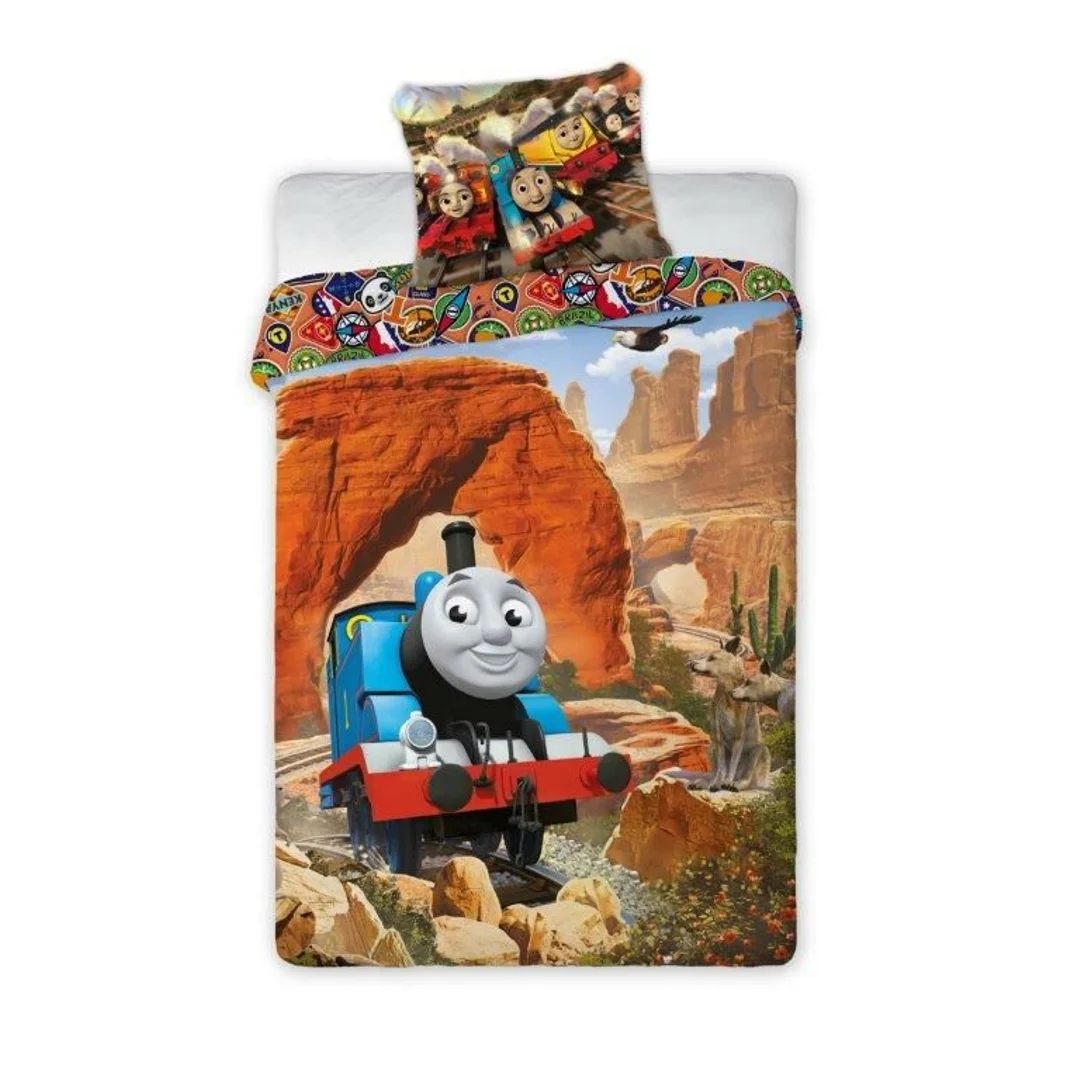 Pościel bawełniana 160x200 Tomek i przyjaciele lokomotywa Thomas and friends pociąg ciuchcia 6875