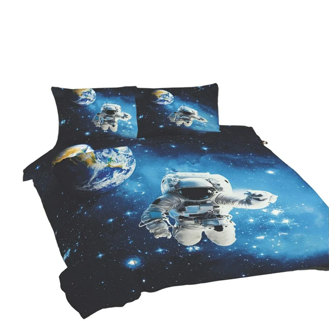 Pościel bawełniana 220x200 Kosmos czarna niebieska Universal Matex